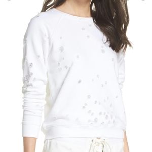 David Lerner Distressed French Terry Pullover Sweatshirt